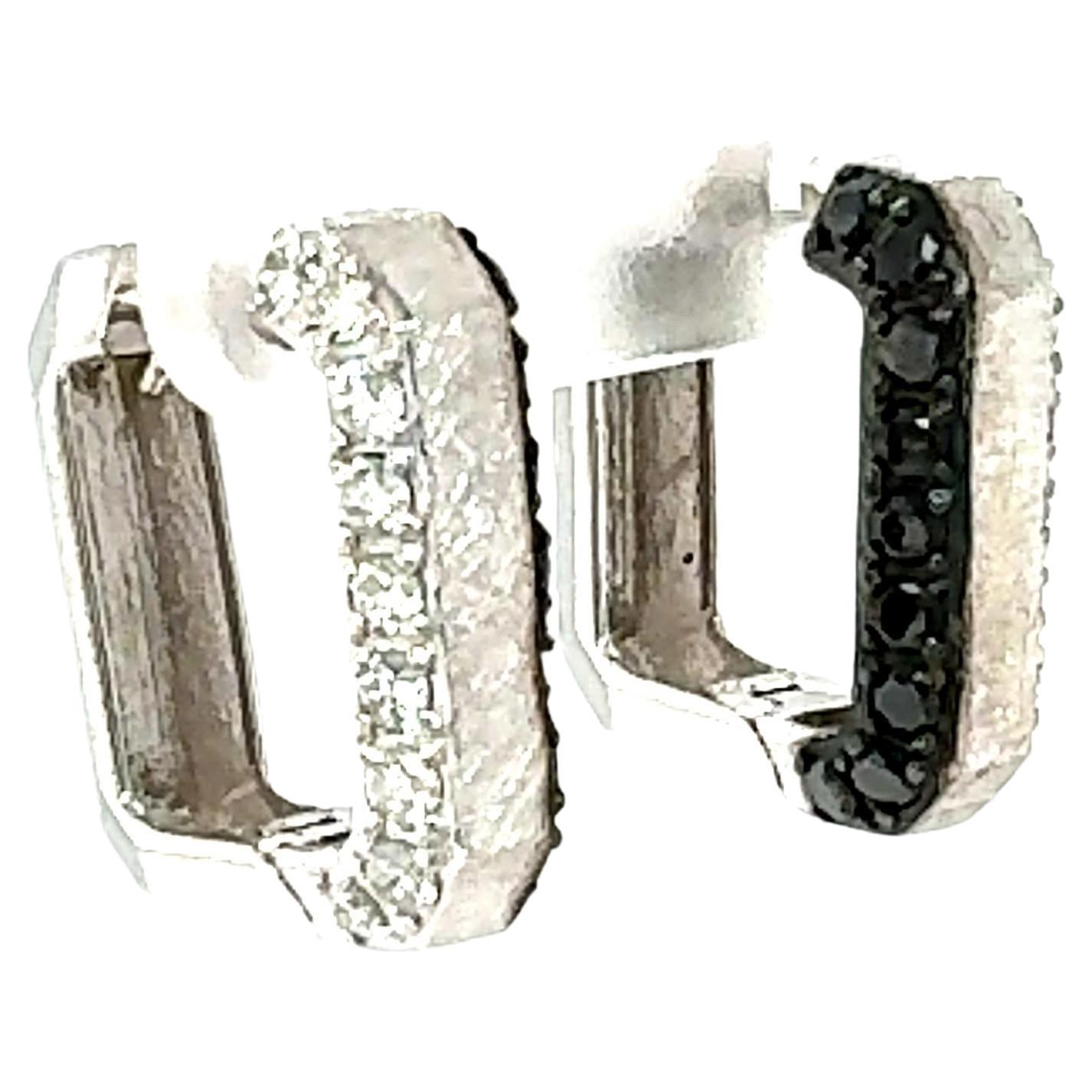 1,05 Karat Schwarz-Weiß-Diamant-Ohrringe aus Weißgold im Angebot