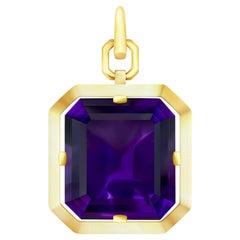 10.5 Carat Brazilian Amethyst 18 Karat Yellow Gold Pendant "Art Deco" collection