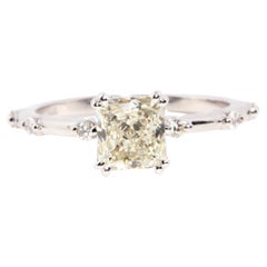 1.05 Carat Certified Cushion Cut Diamond 18 Carat White Gold Engagement Ring