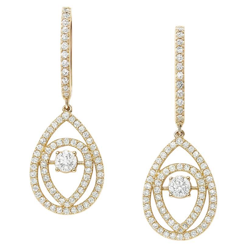 1,05 Karat Crown of Light Diamant-Tropfenohrringe aus 14 Karat Roségold im Angebot