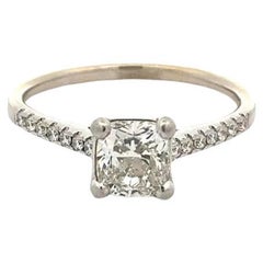 Vintage 1.05 Carat Cushion Brilliant Cut Diamond GIA Certified Gold Solitaire Ring