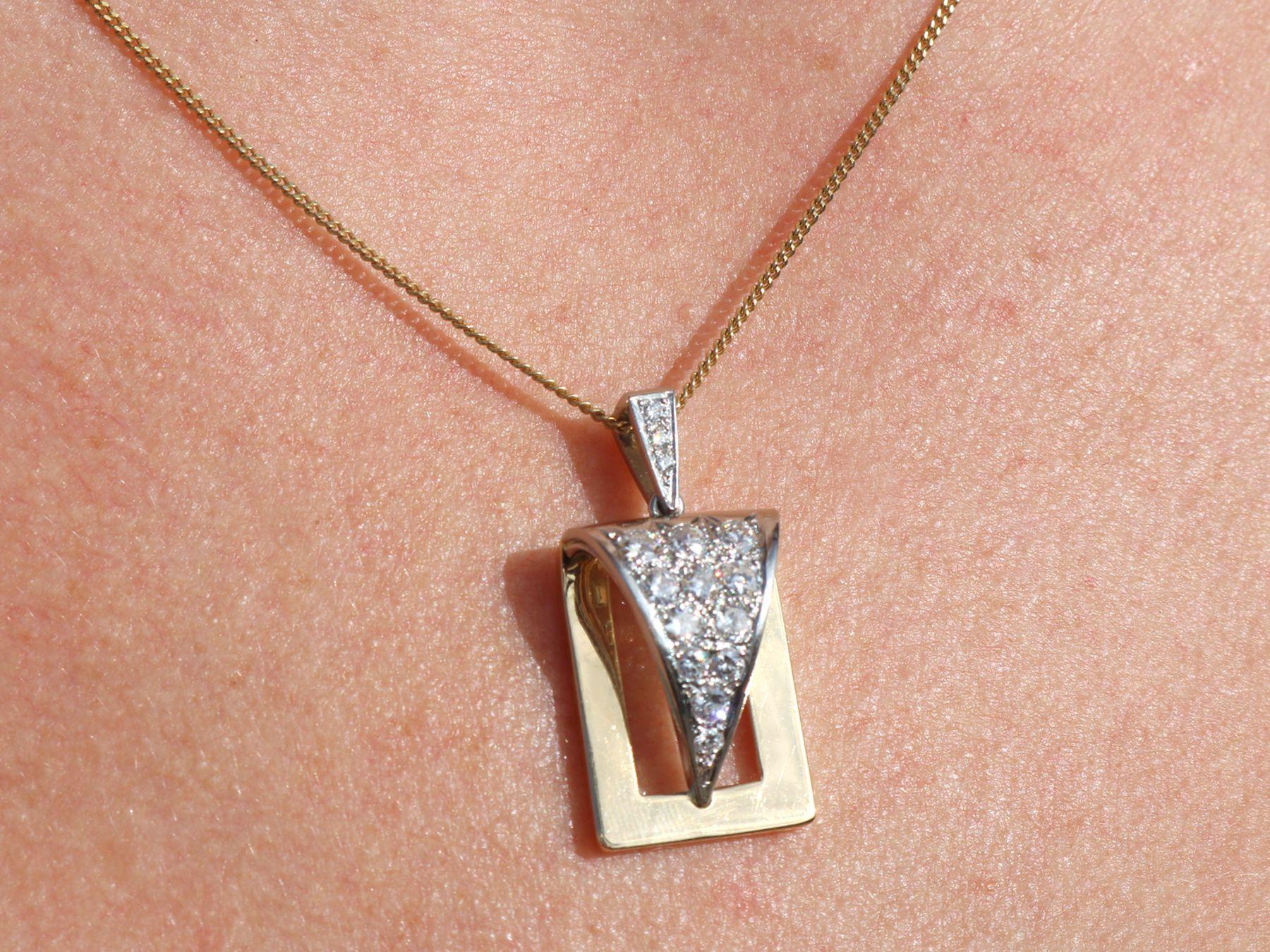 Pendentif en or et diamants de 1,05 carat, c. 1960 en vente 6