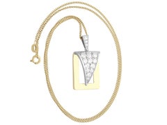 Vintage 1.05ct Diamond Pendant Necklace in 18k Gold & Platinum