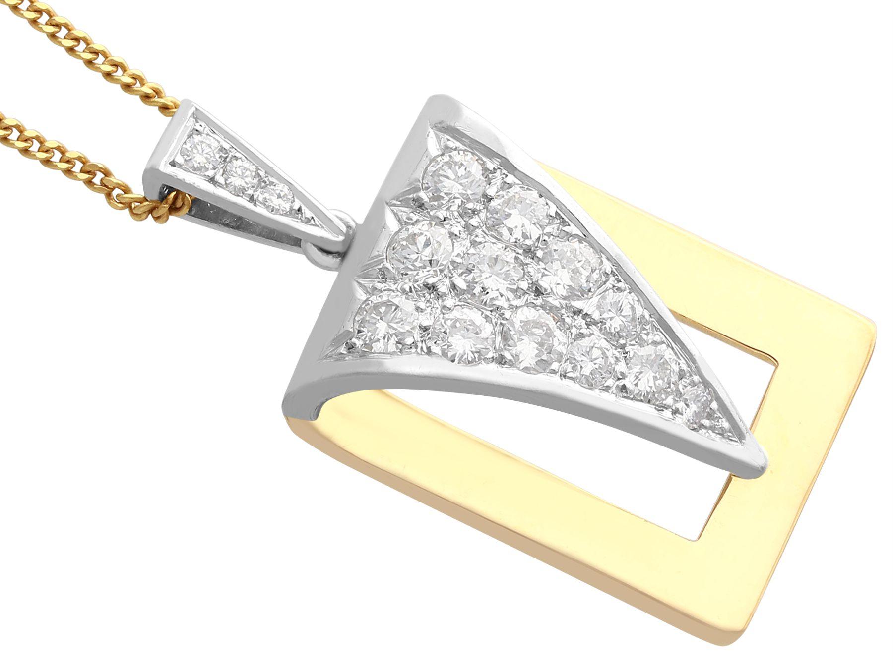 Pendentif en or et diamants de 1,05 carat, c. 1960 Excellent état - En vente à Jesmond, Newcastle Upon Tyne
