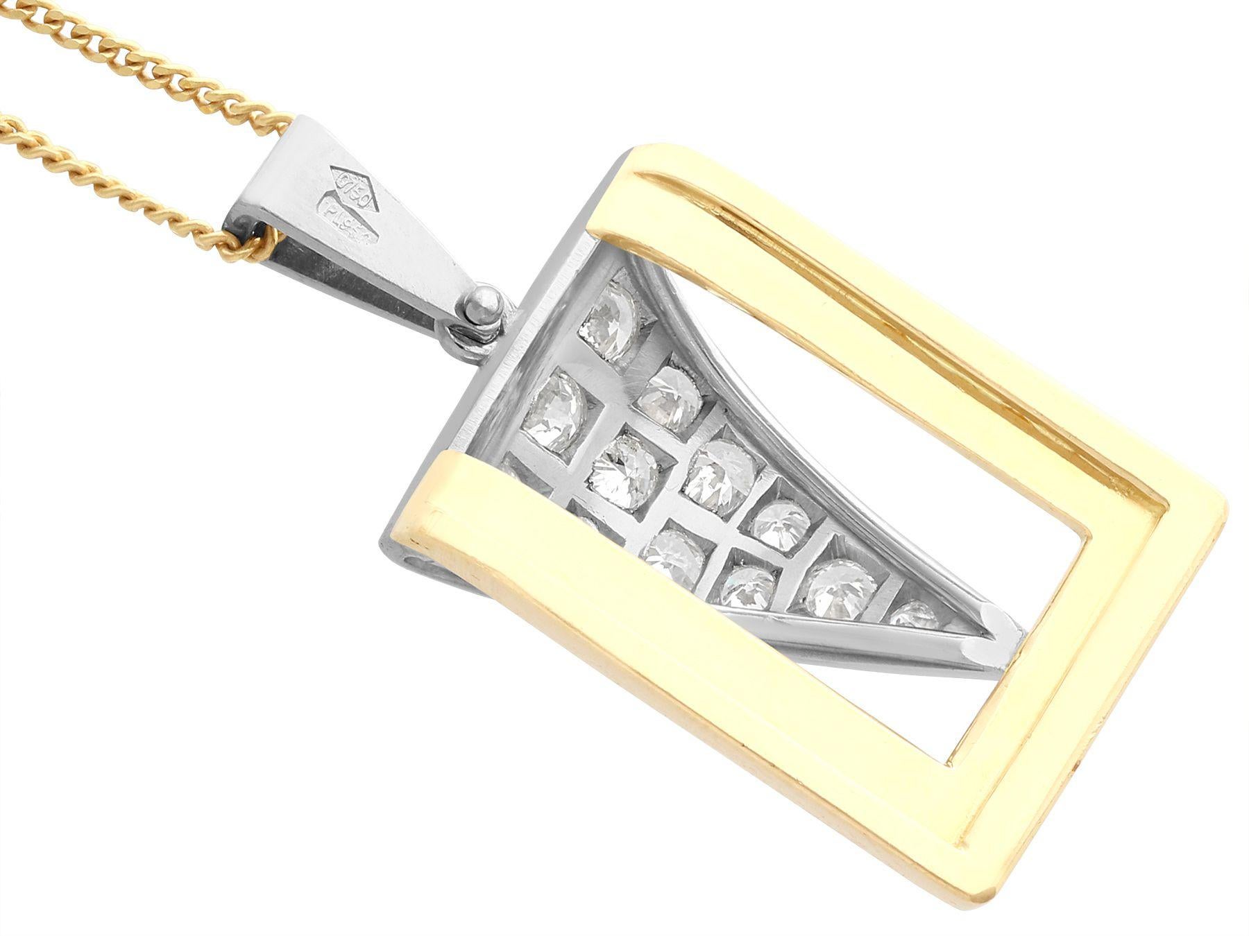 Pendentif en or et diamants de 1,05 carat, c. 1960 en vente 2