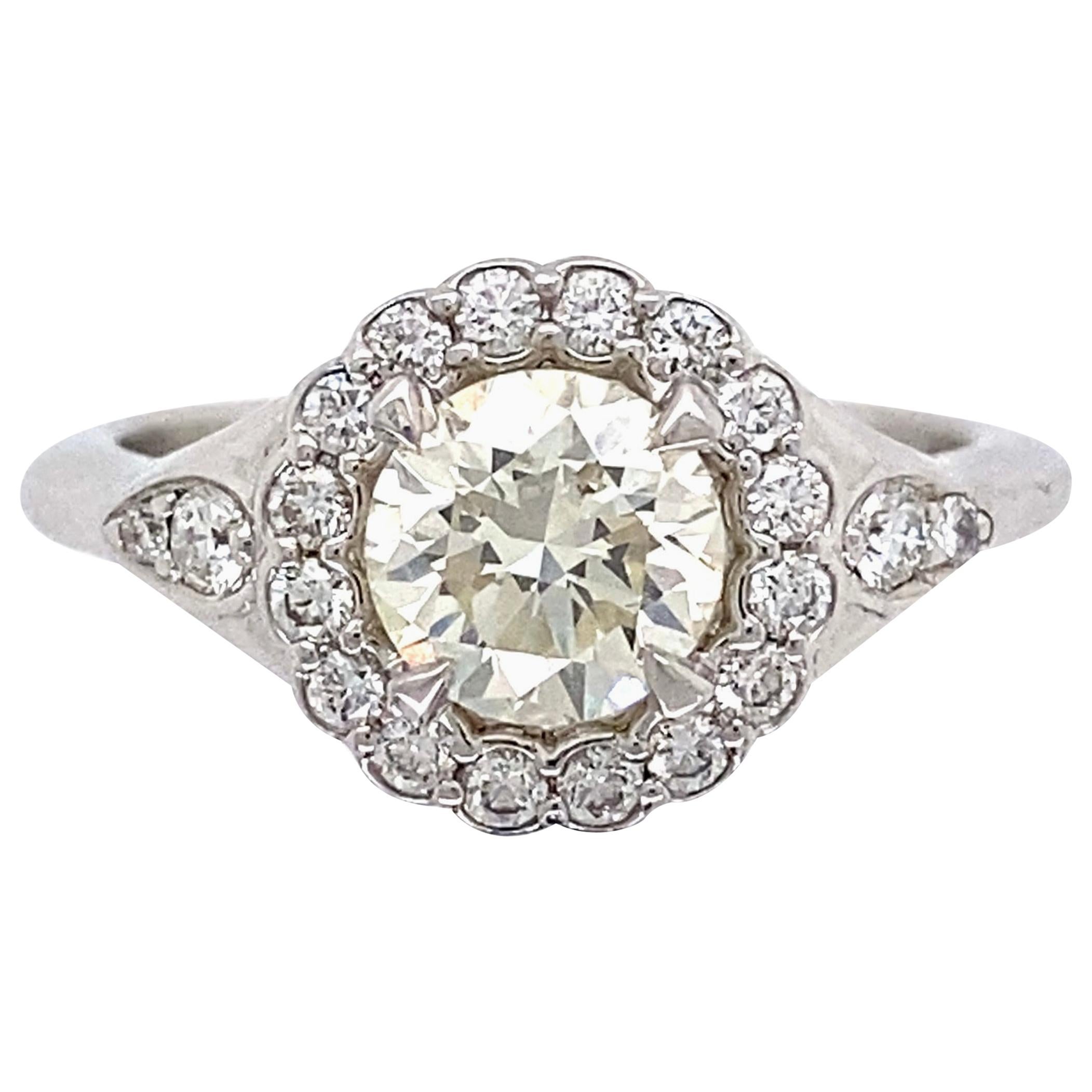 3.56 Carat Blue Zircon and Diamond Platinum Cocktail Ring Estate Fine