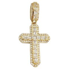 1.05 Carat Diamond Cross Pendant 14 Karat Yellow Gold