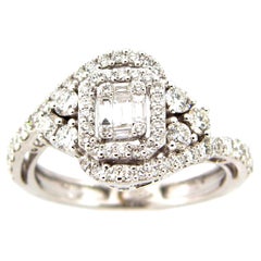 1.05 Carat Diamond Emerald Cut Cluster Ring