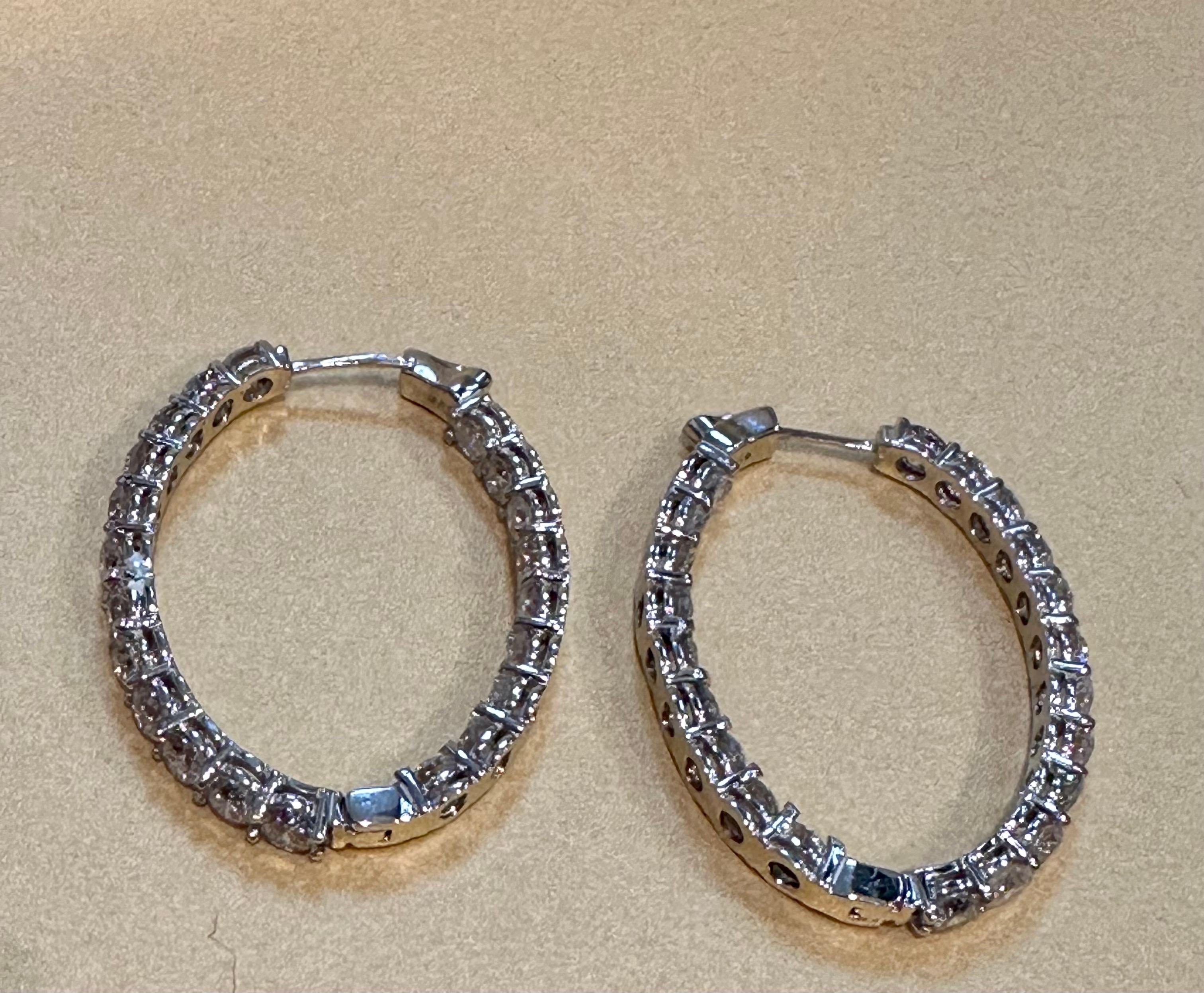10.5 Carat Diamond Inside Out Hoop Gala Cocktail Earrings in 14 Karat White Gold For Sale 8