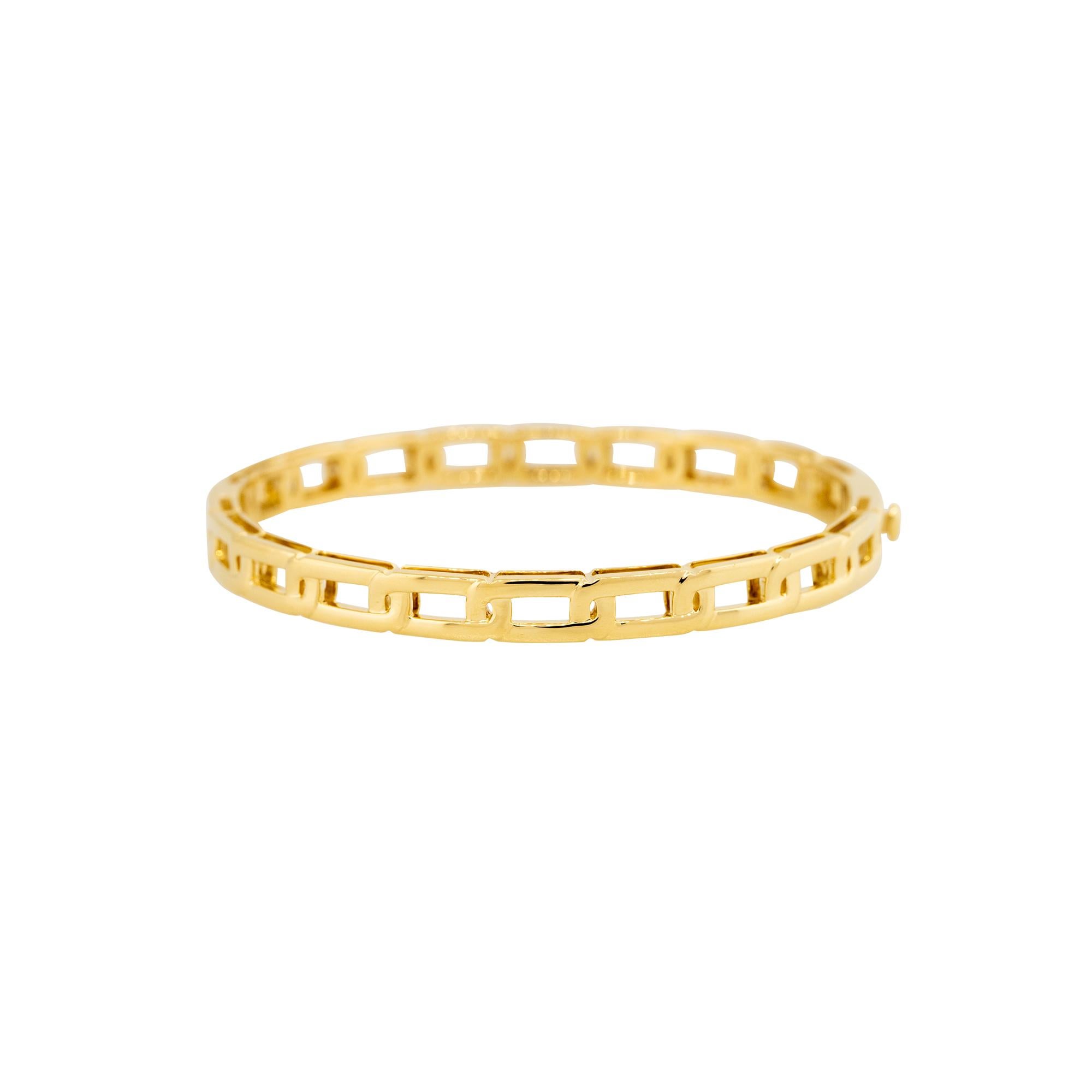 Round Cut 1.05 Carat Diamond Interlocking Link-Style Bangle Bracelet 18 Karat In Stock For Sale