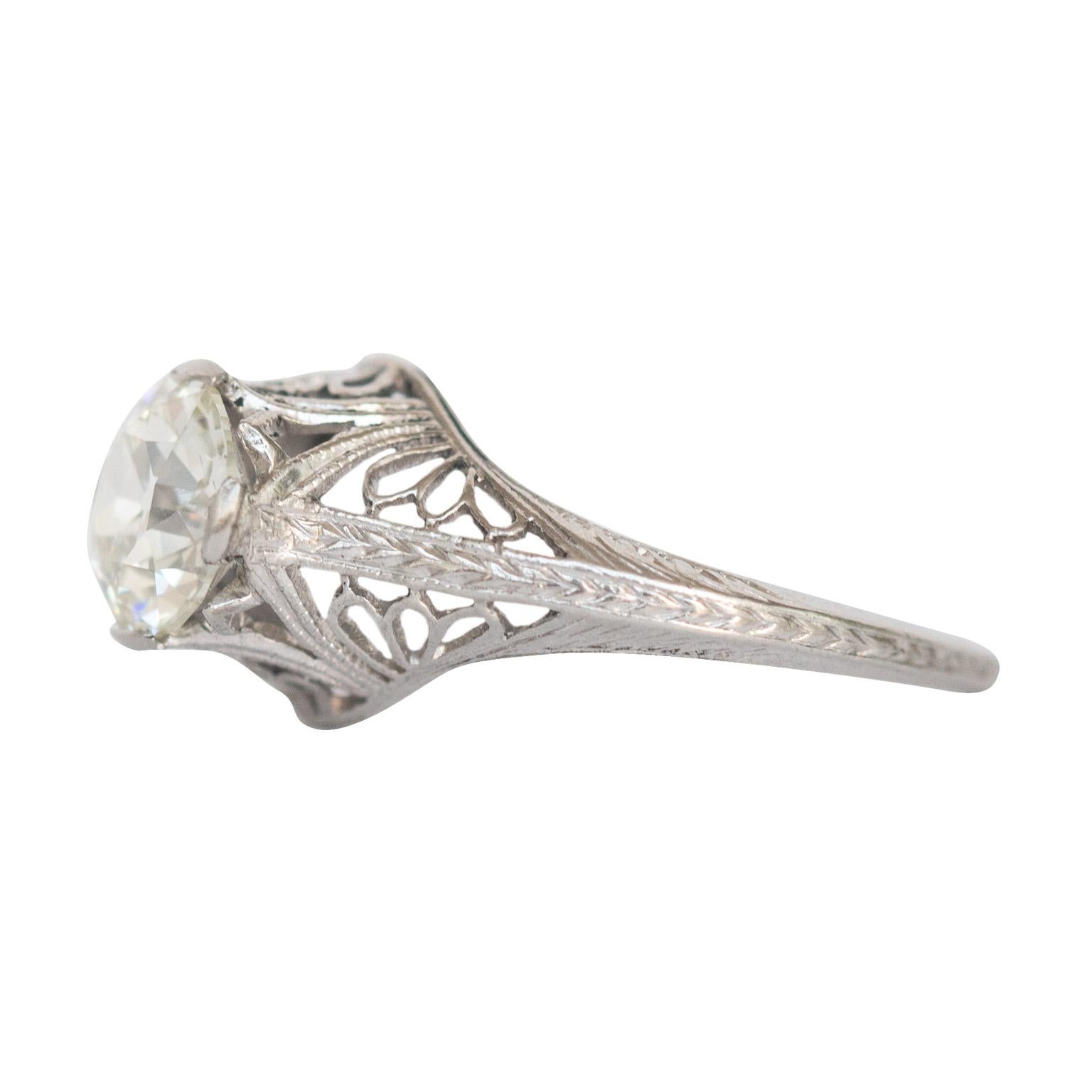 Anillo de compromiso de platino con diamantes de 1.05 quilates Eduardiano en venta