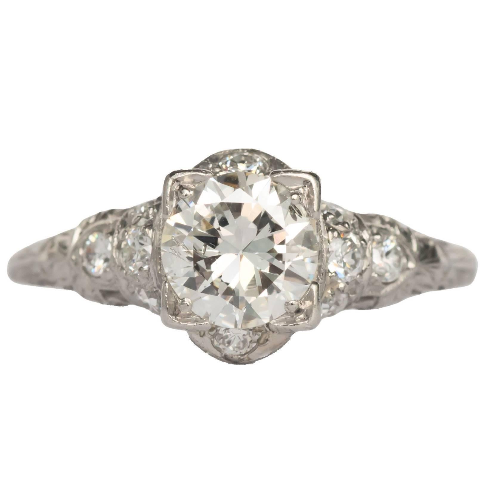 Anillo de compromiso de platino con diamantes de 1.05 quilates