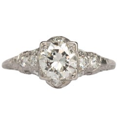 Antique 1.05 Carat Diamond Platinum Engagement Ring