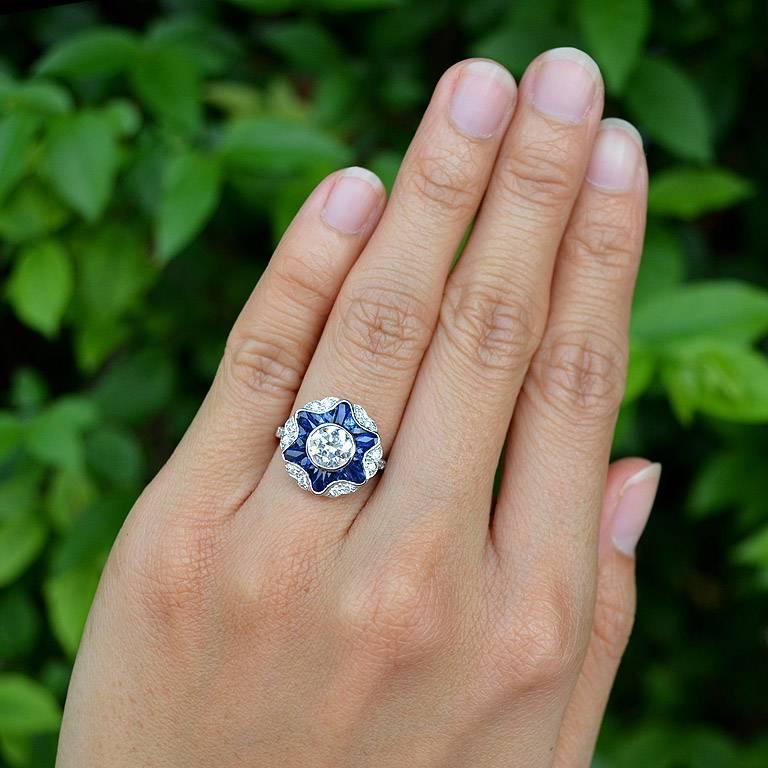 1.05 Carat Diamond Sapphire Engagement Ring 1