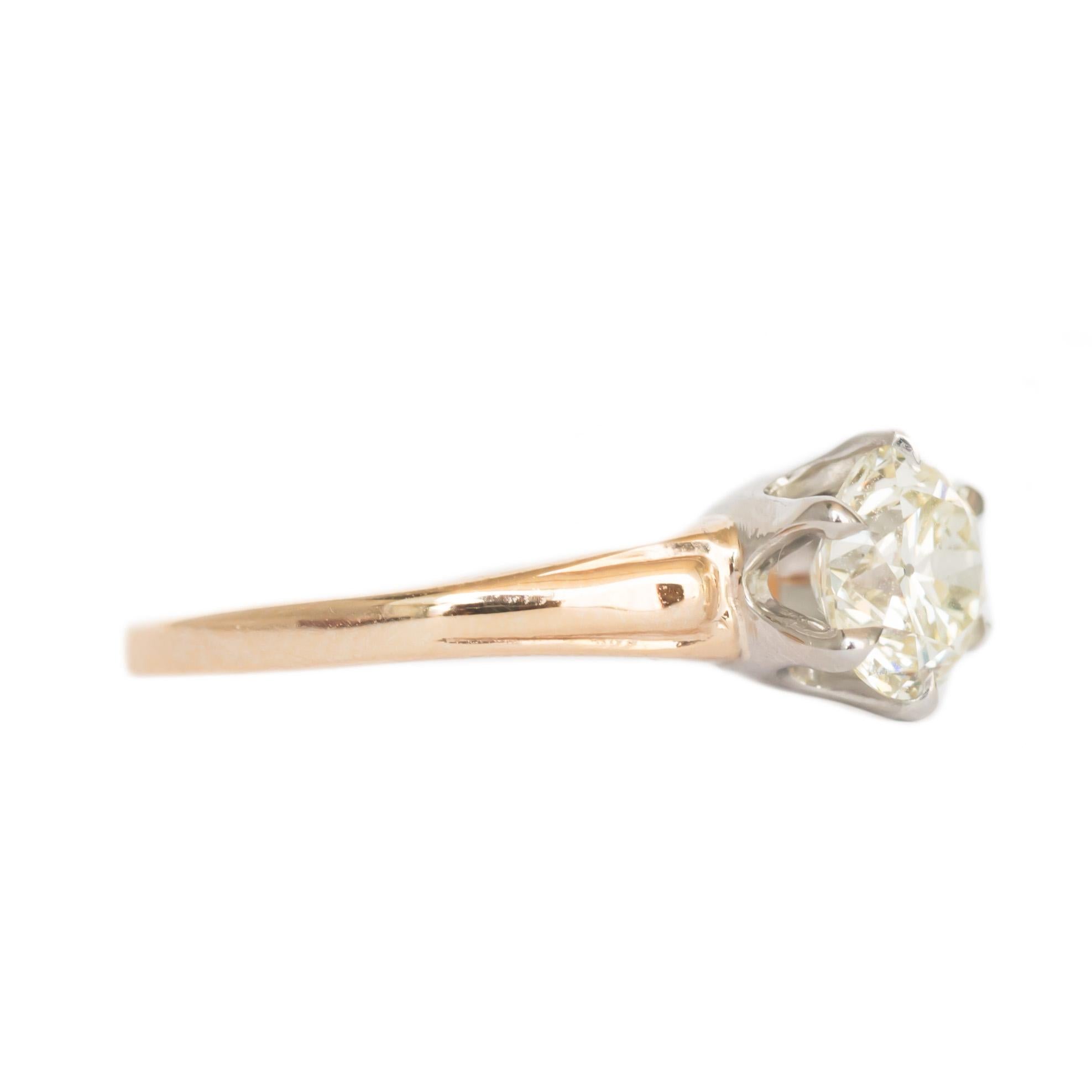 Art déco Bague de fiançailles en or jaune et platine avec diamant de 1,05 carat en vente