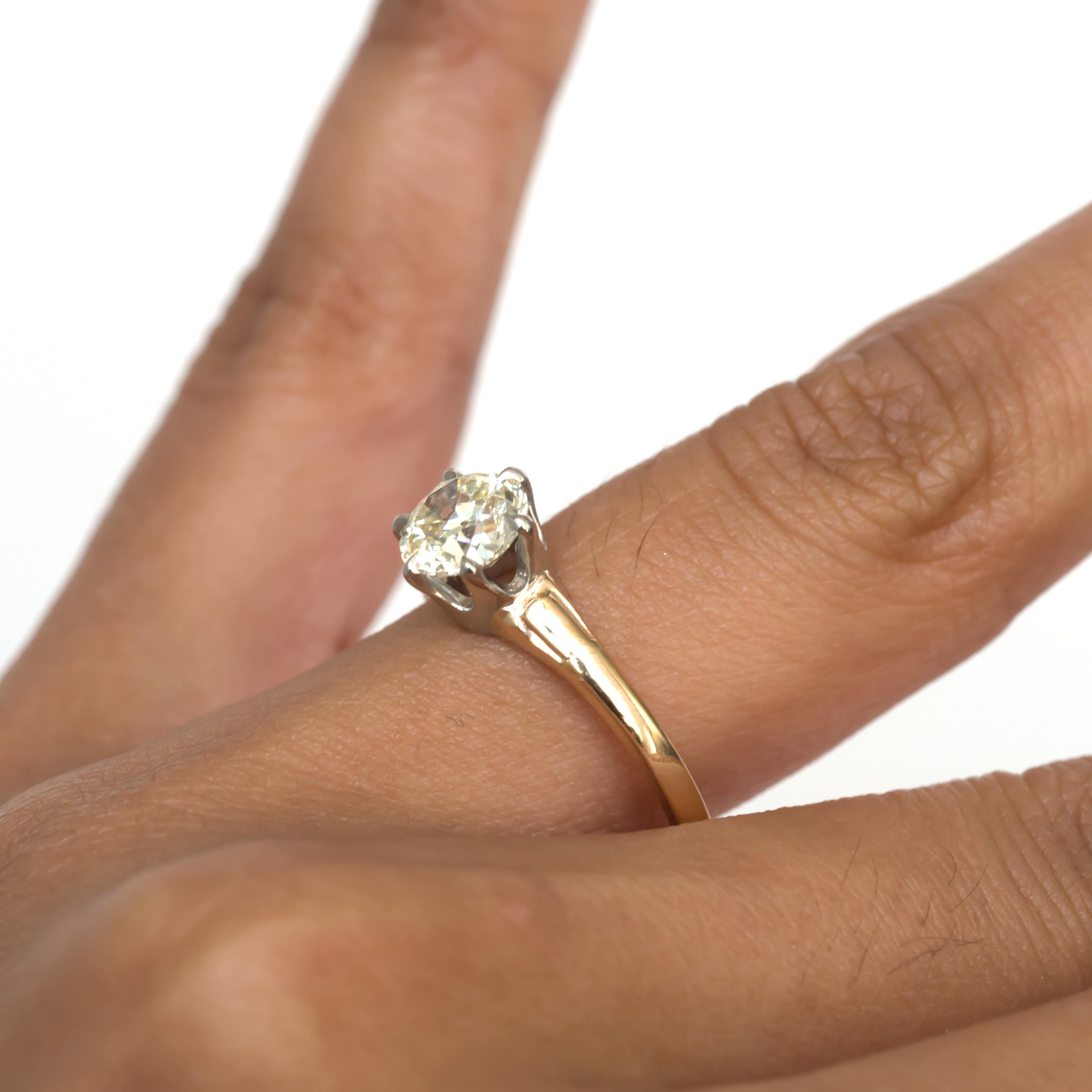 1.05 Carat Diamond Yellow Gold and Platinum Engagement Ring For Sale 2