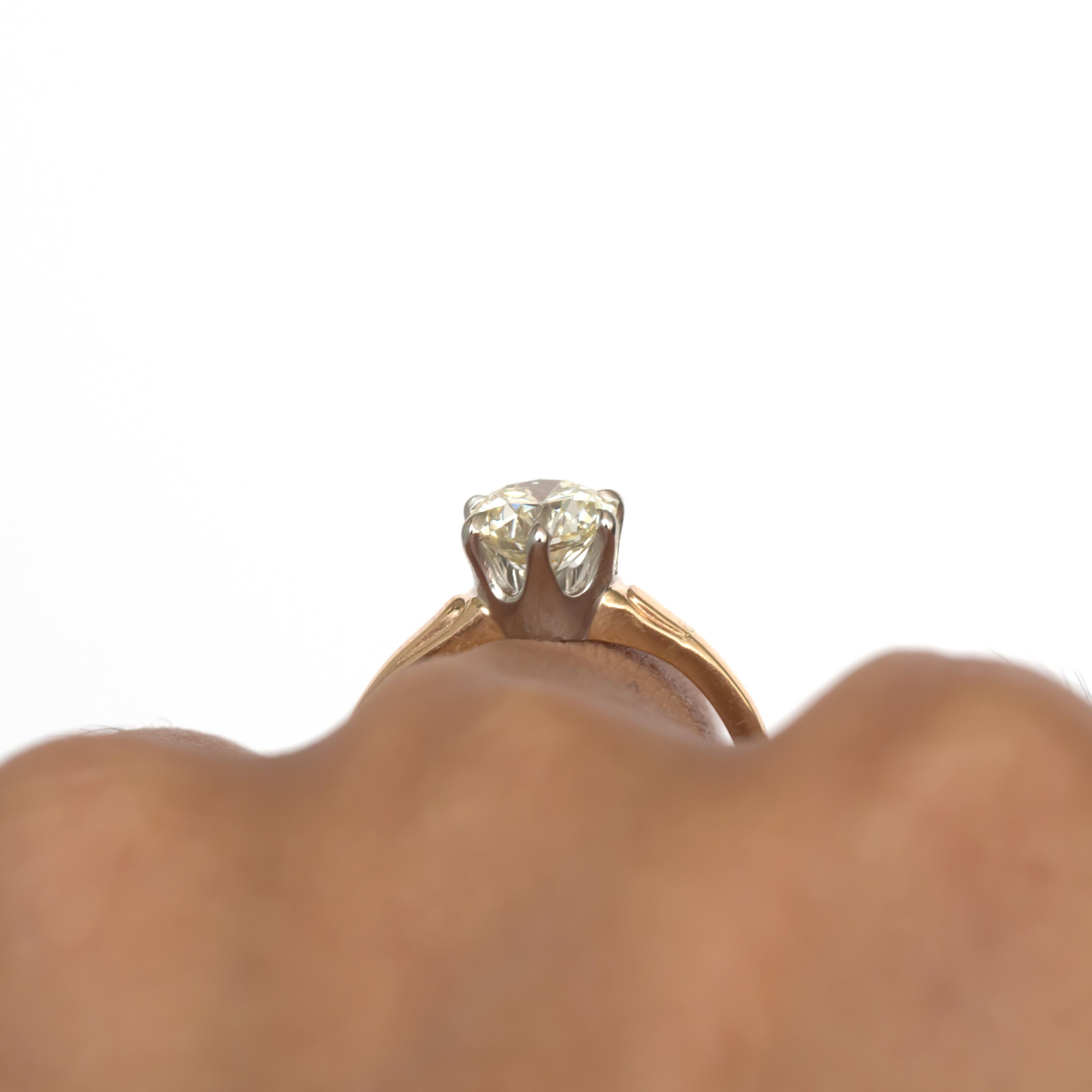 1.05 Carat Diamond Yellow Gold and Platinum Engagement Ring For Sale 3