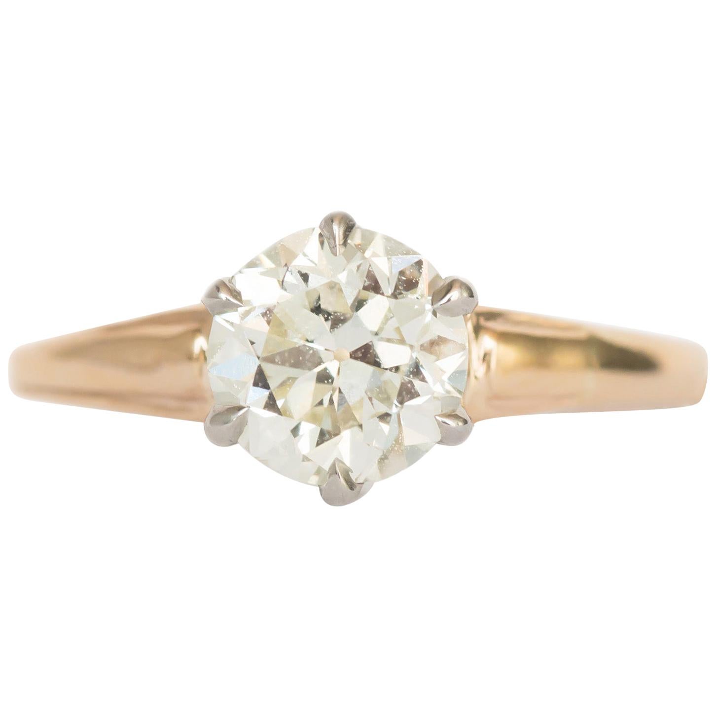 1.05 Carat Diamond Yellow Gold and Platinum Engagement Ring