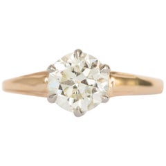 1.05 Carat Diamond Yellow Gold and Platinum Engagement Ring