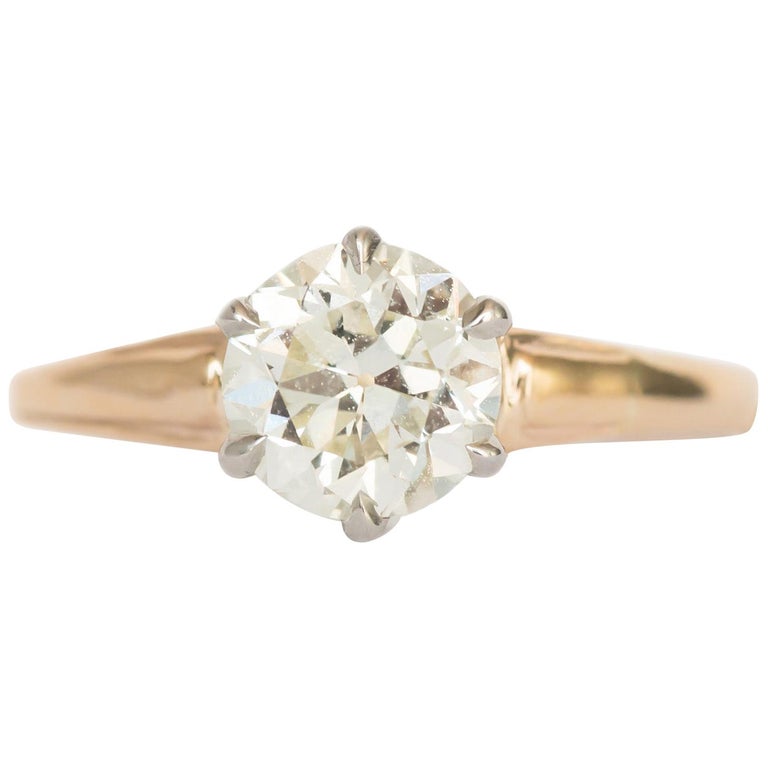 1.05 Carat Diamond Yellow Gold and Platinum Engagement Ring For Sale ...