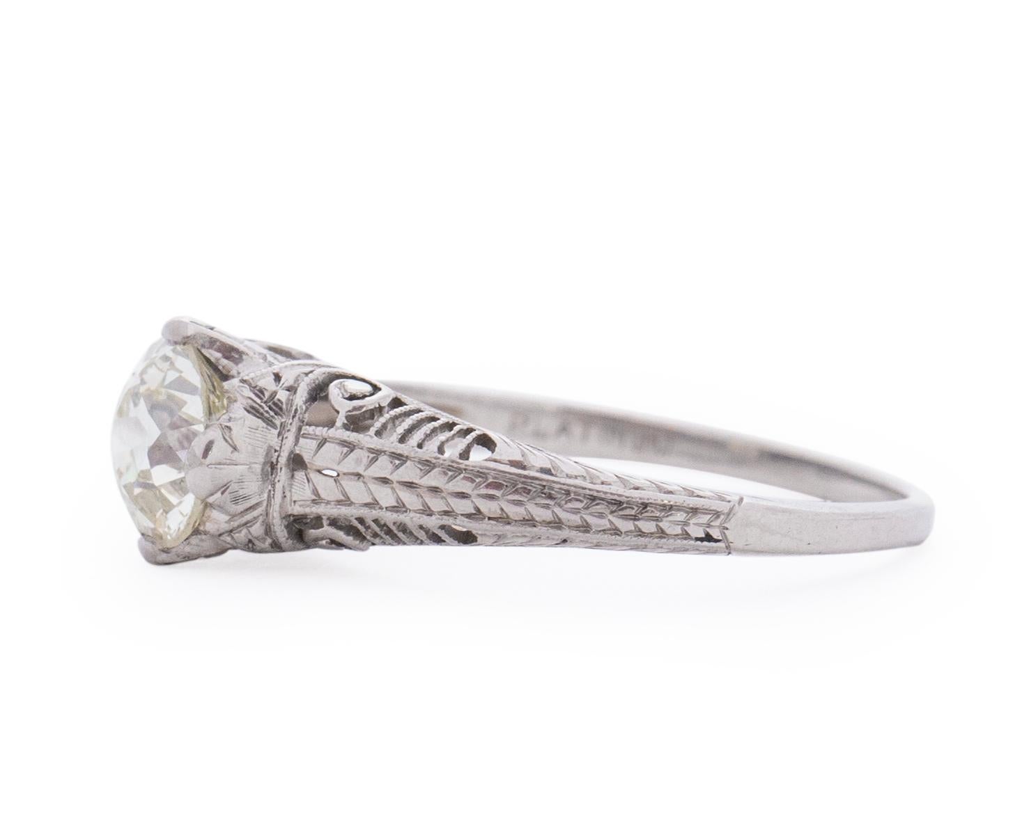 1,05 Karat edwardianischer Diamant-Platin-Verlobungsring (Edwardian) im Angebot