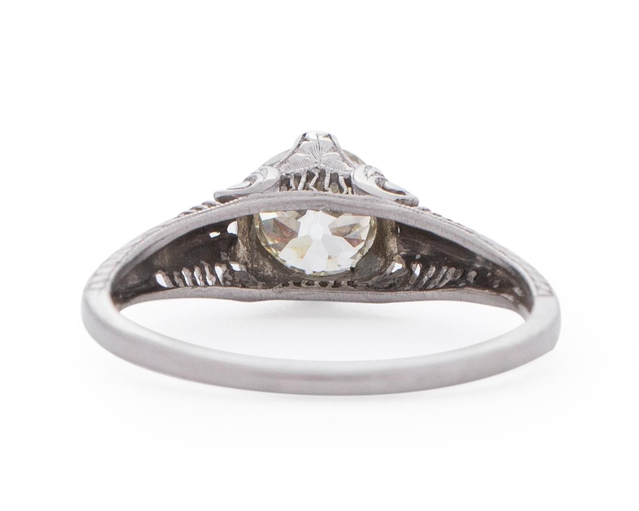 1,05 Karat edwardianischer Diamant-Platin-Verlobungsring (Alteuropäischer Schliff) im Angebot