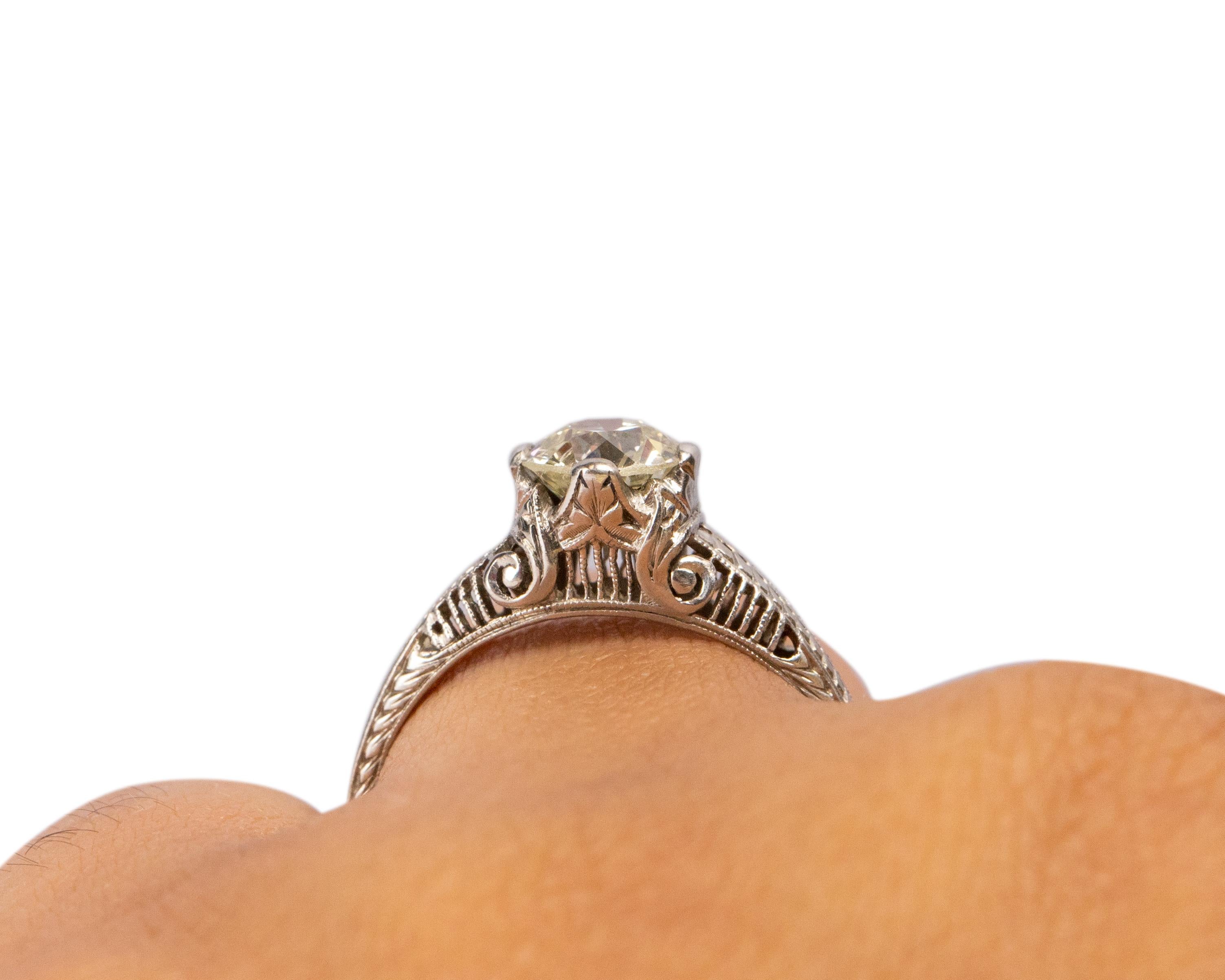 1,05 Karat edwardianischer Diamant-Platin-Verlobungsring Damen im Angebot
