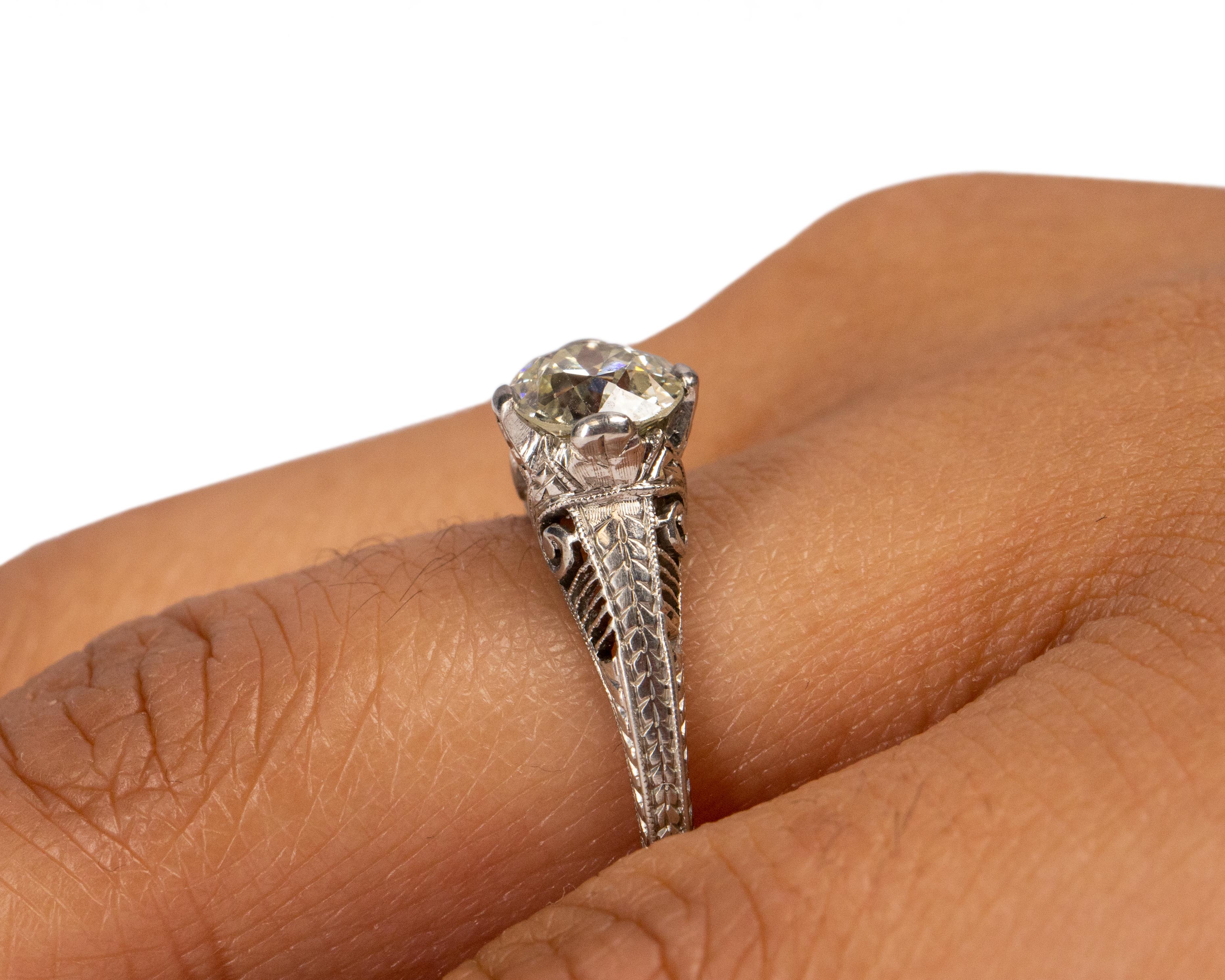 1,05 Karat edwardianischer Diamant-Platin-Verlobungsring im Angebot 1