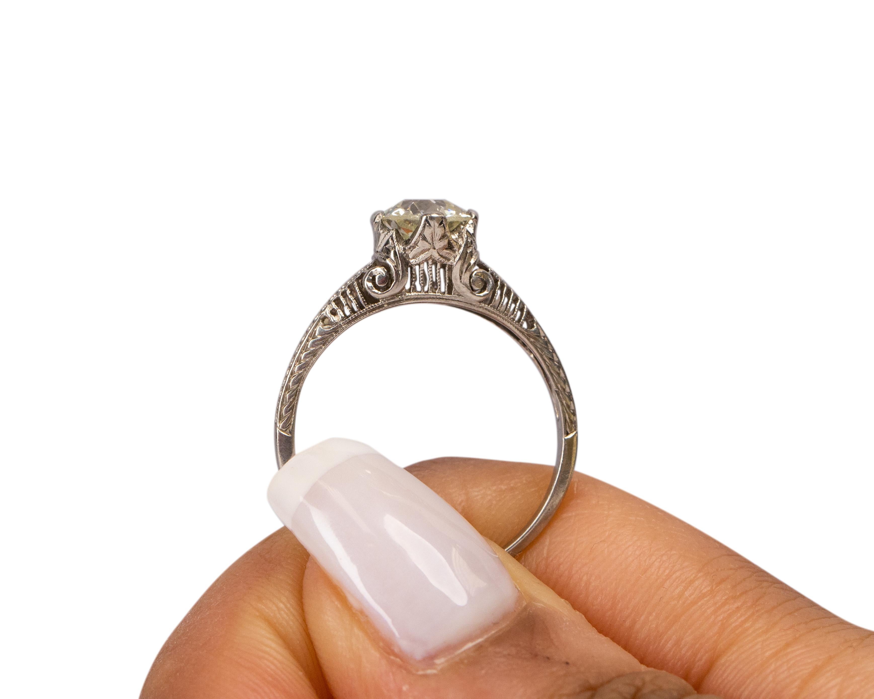 1,05 Karat edwardianischer Diamant-Platin-Verlobungsring im Angebot 2