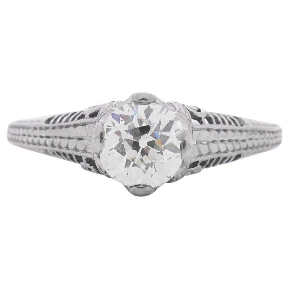 1.05 Carat Edwardian Diamond Platinum Engagement Ring