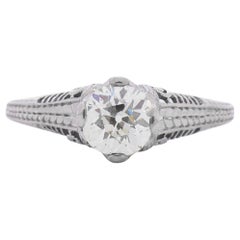 Antique 1.05 Carat Edwardian Diamond Platinum Engagement Ring