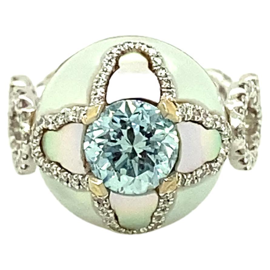 1.05 Carat EGL Certified Enhanced Fancy Blue Diamond and White Diamond Ring