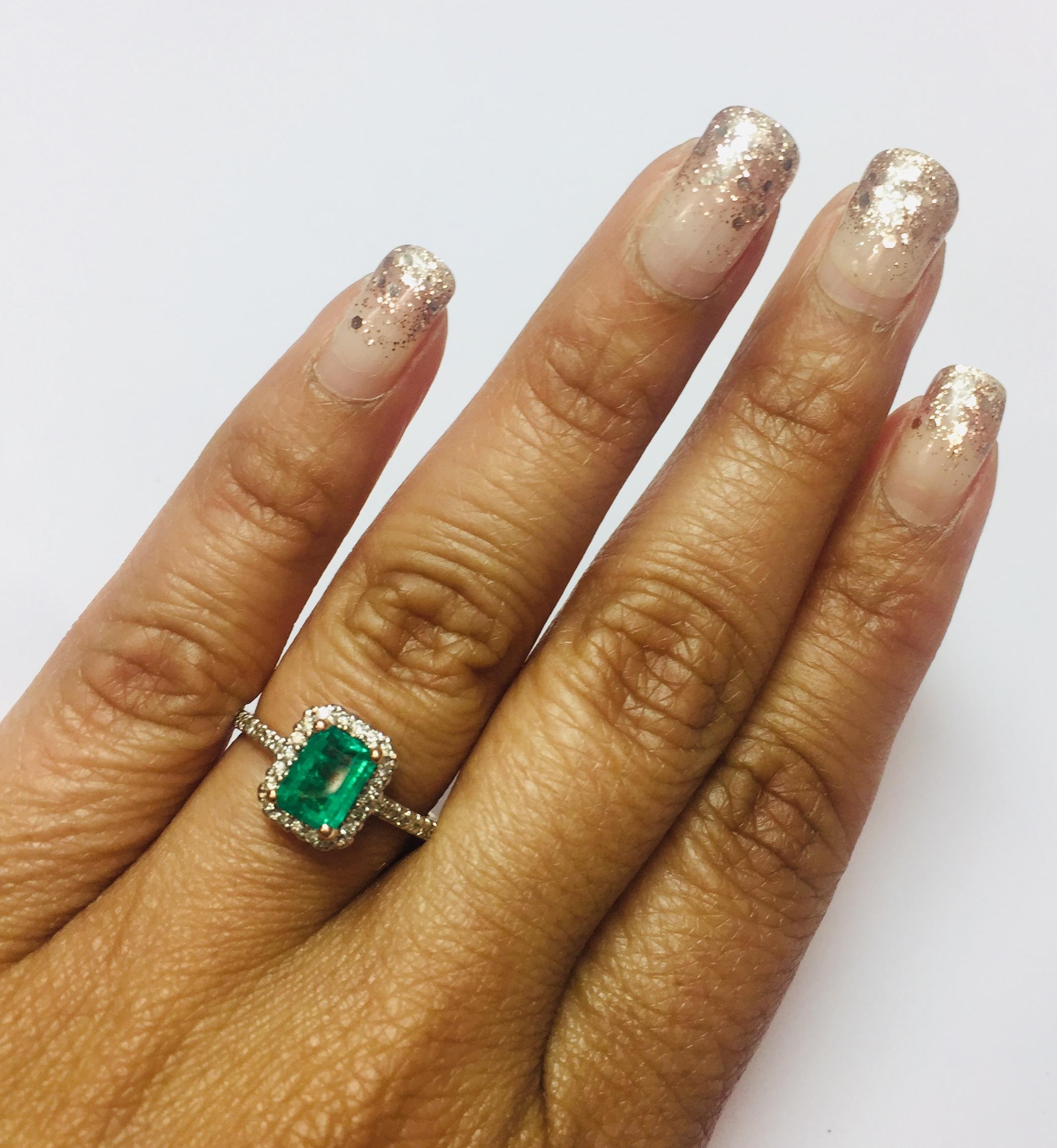 Emerald Cut 1.05 Carat Emerald Diamond 14 Karat Rose Gold Engagement Ring