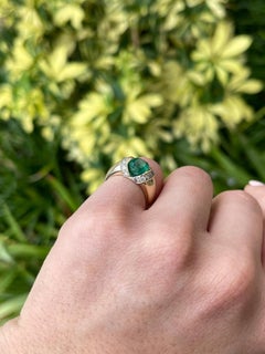 1.05 Carat Emerald Toi Et Moi Diamond Ring 14K White Gold