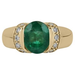 1.05 Carat Emerald Toi Et Moi Diamond Ring 14K White Gold