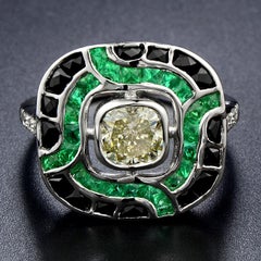 1.05 Carat Fancy Diamond Emerald Onyx Diamond 18 Karat White Gold Ring