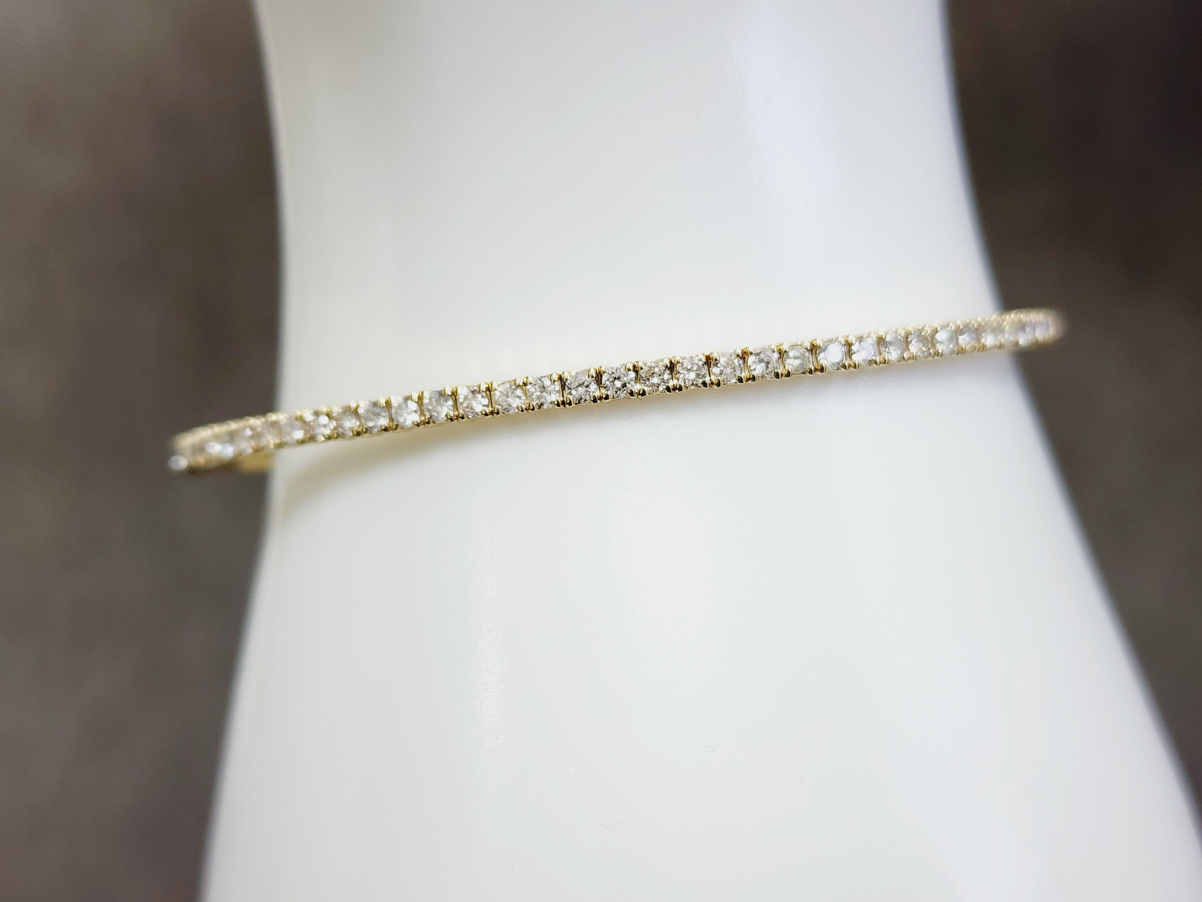 1,05 Karat Flexibler Armreif aus Gelbgold 14 Karat Tennisarmband für Damen oder Herren