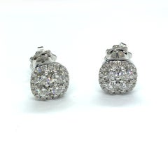 1.05 Carat G VS White Diamonds Illusion 18 Karat White Gold Earrings