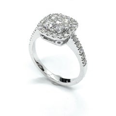 1.05 Carat G VS White Diamonds Illusion 18 Karat White Gold Ring