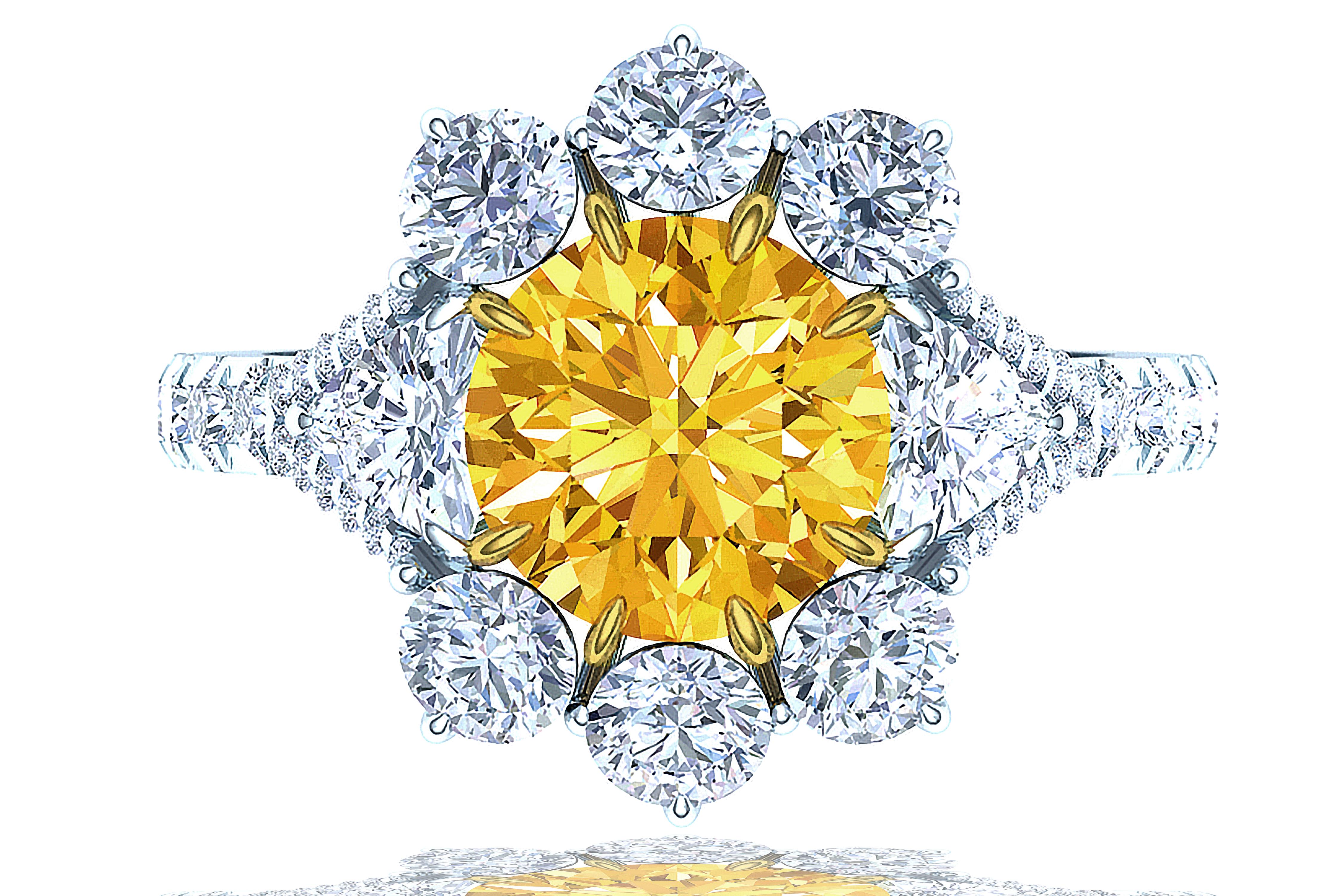 Modern 1.05 Carat GIA Fancy Orange Yellow Diamond Ring