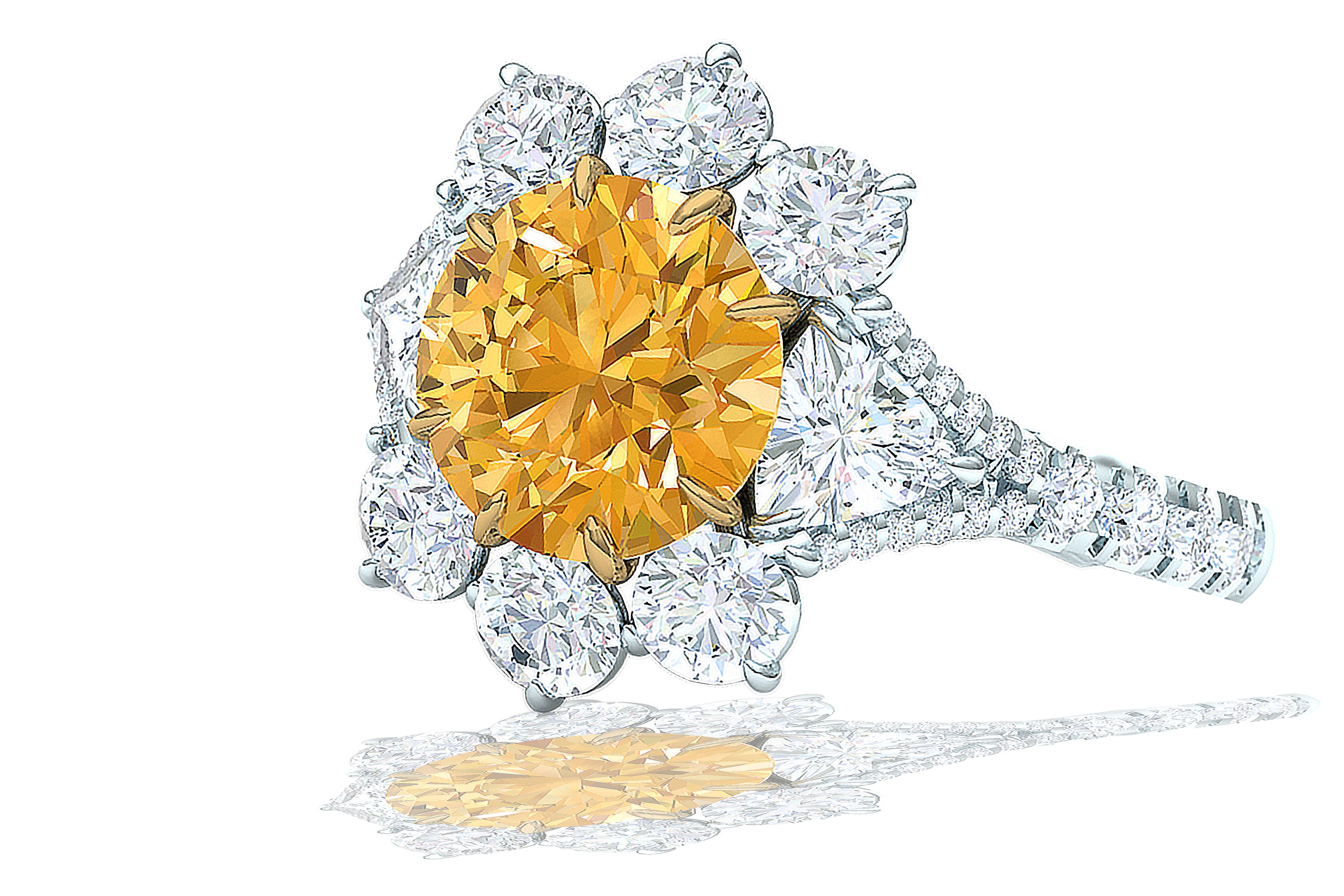 1.05 Carat GIA Fancy Orange Yellow Diamond Ring 1