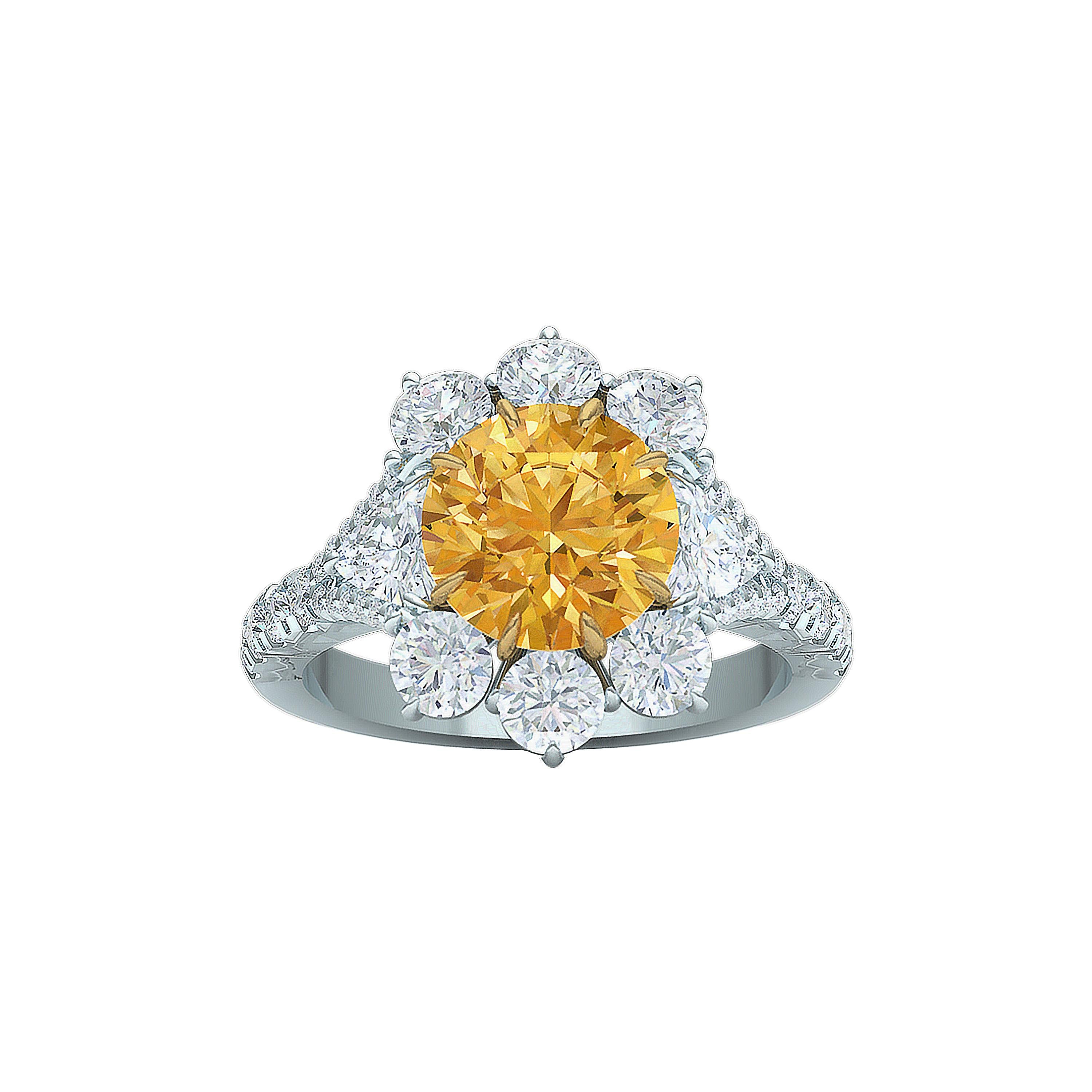 1.05 Carat GIA Fancy Orange Yellow Diamond Ring