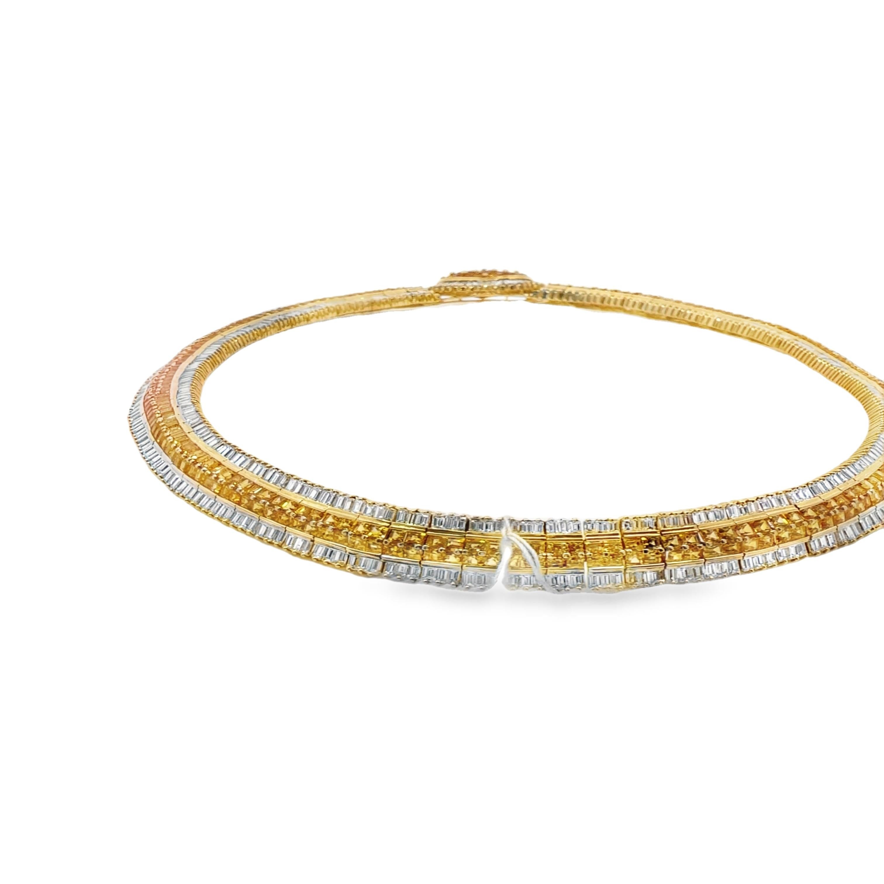 Collana di diamanti e zaffiri gialli a forma di cuore da 105 carati in vendita 1