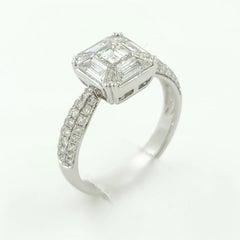 1.05 Carat Illusion Setting Diamond Ring in 18 Karat White Gold