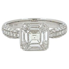 1.05 Carat Illusion Setting Diamond Ring in 18 Karat White Gold