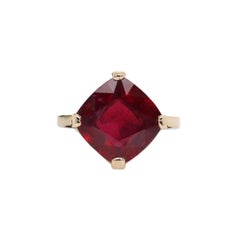 Anello solitario con dichiarazione di rubino del Madagascar da 10,5 carati in oro massiccio 14K  CU 12 mm