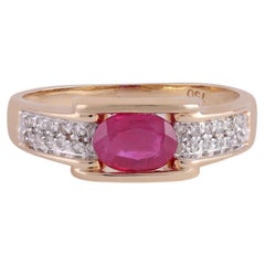 1.05 Carat Mozambique Ruby and Diamond  Ring in 18k Gold