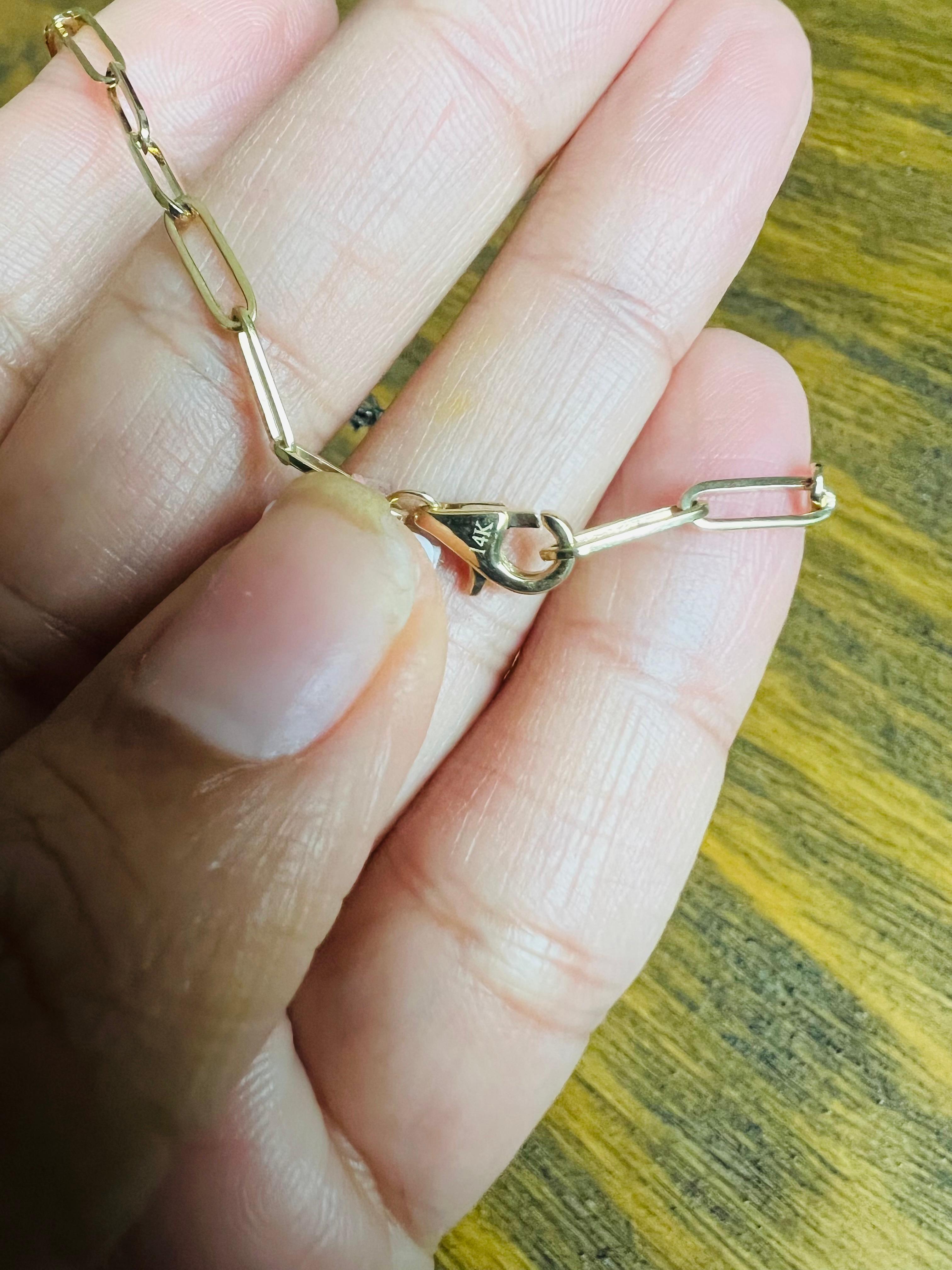 Women's or Men's 1.05 Carat Natural Diamond 14 Karat Yellow Gold Paper Clip Bracelet For Sale
