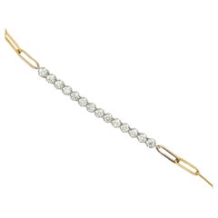 1.05 Carat Natural Diamond 14 Karat Yellow Gold Paper Clip Bracelet