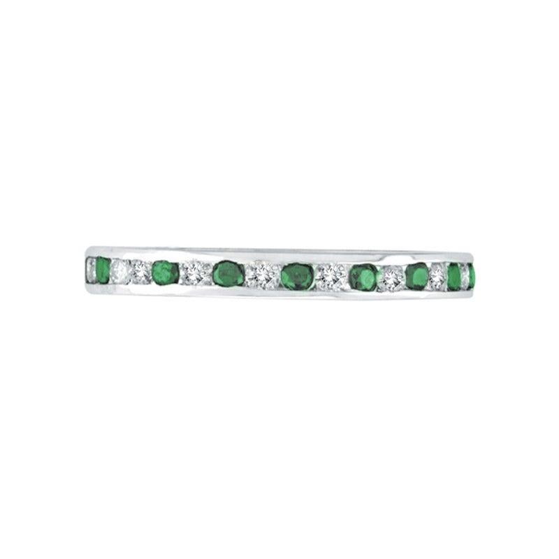 For Sale:  1.05 Carat Natural Diamond and Emerald Eternity Channel Ring Band 14 Karat Gold 3